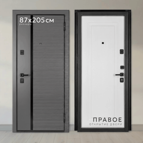 Изображение товара Входная дверь Guard MG75 МДФ/МДФ 87х205 правая (серый/белый ясень)