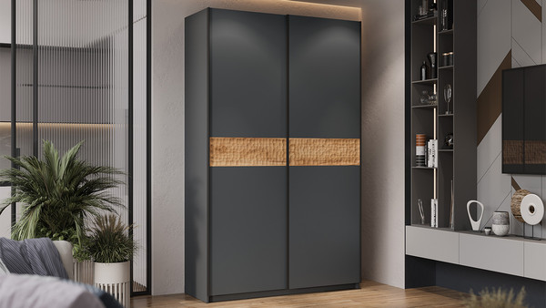 Изображение товара Шкаф-купе ТриЯ Оскар Скания Т2 1400 / 268632 (ручка черная/серый графит/серый графит/дуб тортугга)