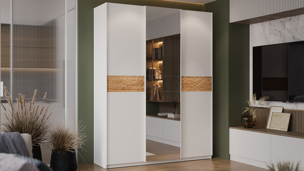 Изображение товара Шкаф-купе ТриЯ Оскар Скания Т2 1800 / 268701 (ручка белая/белый снег/белый снег/дуб тортугга)