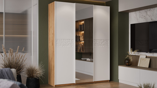 Изображение товара Шкаф-купе ТриЯ Оскар Скания Т2 1800 / 268702 (ручка белая/дуб крафт золотой/белый снег/белый матовый)