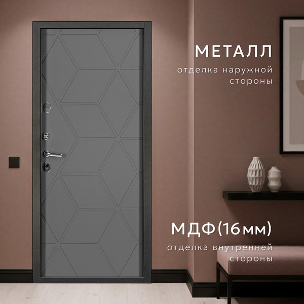 Изображение товара Входная дверь Guard Термо MG75 87х205 левая (черное серебро/серый)