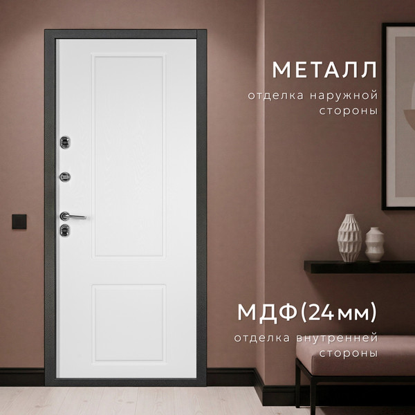 Изображение товара Входная дверь Guard Термо MG109 96x205 правая (черное серебро/белый ясень)