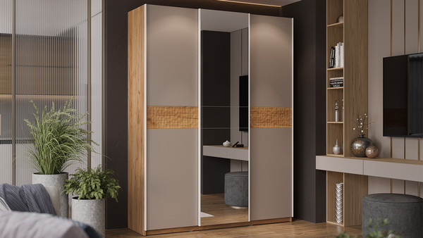 Изображение товара Шкаф-купе ТриЯ Оскар Скания Т2 1800 / 268704 (ручка белая/дуб крафт золотой/кашемир/дуб тортугга)