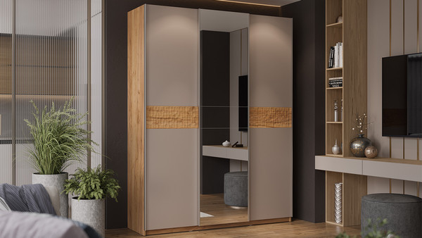 Изображение товара Шкаф-купе ТриЯ Оскар Скания Т2 1800 / 268712 (ручка серебро/дуб крафт золотой/кашемир/дуб тортугга)