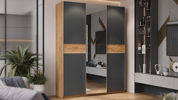 Изображение товара Шкаф-купе ТриЯ Оскар Скания Т2 1800 / 268715 (ручка серебро/дуб крафт золотой/серый графит/дуб тортугга)