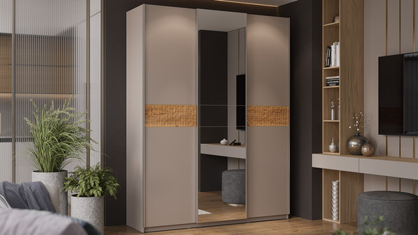 Изображение товара Шкаф-купе ТриЯ Оскар Скания Т2 1800 / 268716 (ручка серебро/кашемир/кашемир/дуб тортугга)