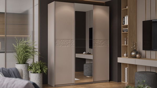 Изображение товара Шкаф-купе ТриЯ Оскар Скания Т2 1800 / 268717 (ручка серебро/кашемир/кашемир/кашемир сатин)