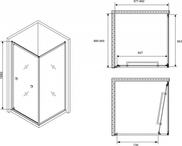 Изображение товара Душевой уголок Abber Schwarzer Diamant AG0A090