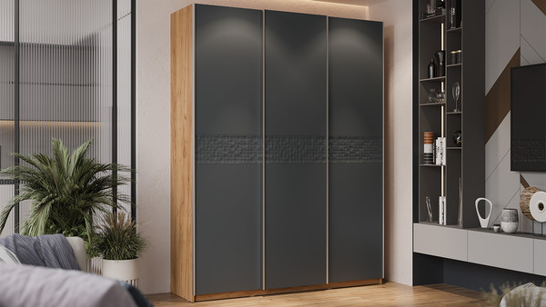 Изображение товара Шкаф-купе ТриЯ Оскар Скания Т2 1800 / 268681 (ручка серебро/дуб крафт золотой/серый графит/графит матовый)