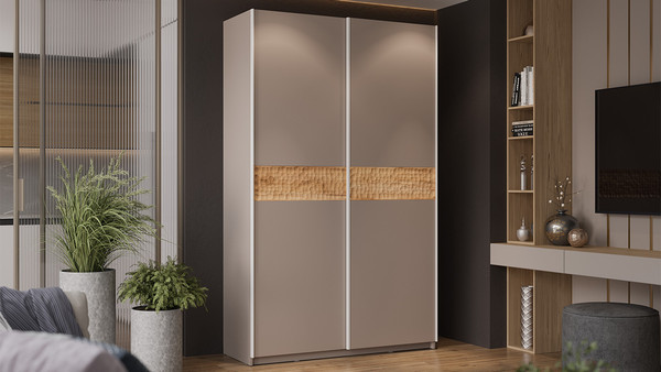 Изображение товара Шкаф-купе ТриЯ Оскар Скания Т2 1400 / 268607 (ручка белая/кашемир/кашемир/дуб тортугга)