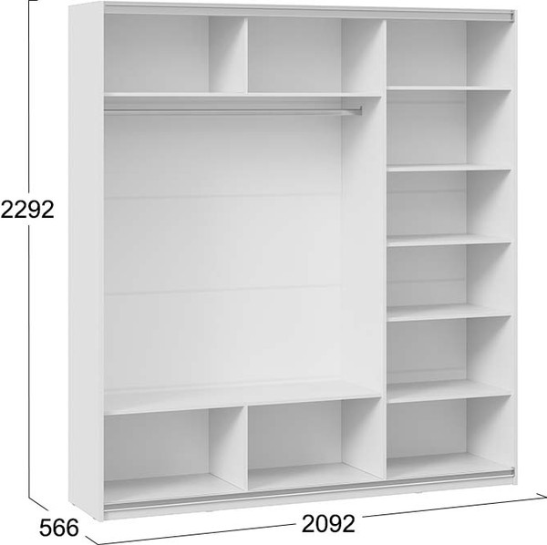 Изображение товара Шкаф-купе ТриЯ Оскар Скания Т2 2100 / 268766 (ручка белая/белый снег/белый снег/белый матовый)