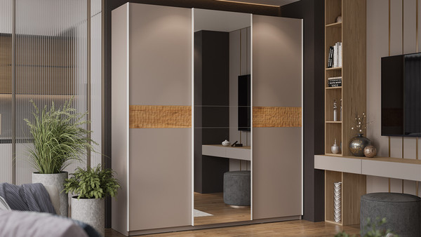 Изображение товара Шкаф-купе ТриЯ Оскар Скания Т2 2100 / 268772 (ручка белая/кашемир/кашемир/дуб тортугга)