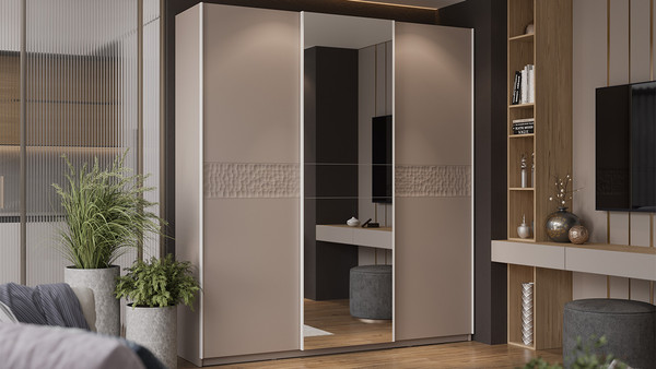 Изображение товара Шкаф-купе ТриЯ Оскар Скания Т2 2100 / 268773 (ручка белая/кашемир/кашемир/кашемир сатин)