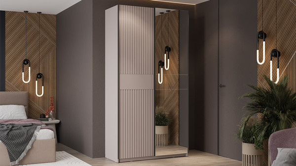 Изображение товара Шкаф-купе ТриЯ Оскар Хилтон Т2 1200 / 271041 (ручка черная/кашемир/кашемир сатин)