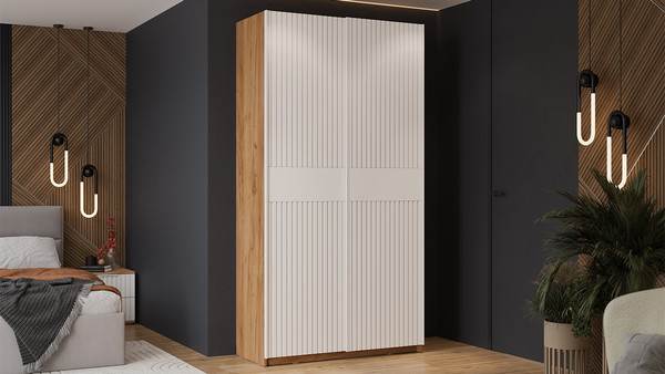 Изображение товара Шкаф-купе ТриЯ Оскар Хилтон Т2 1200 / 271012 (ручка белая/дуб крафт золотой/белый матовый)