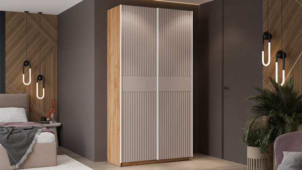 Изображение товара Шкаф-купе ТриЯ Оскар Хилтон Т2 1200 / 271013 (ручка белая/дуб крафт золотой/кашемир сатин)