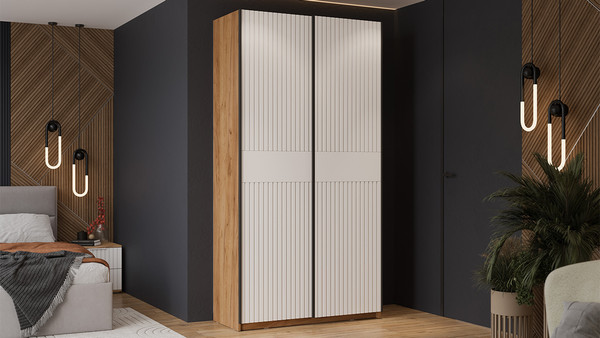 Изображение товара Шкаф-купе ТриЯ Оскар Хилтон Т2 1200 / 271022 (ручка черная/дуб крафт золотой/белый матовый)