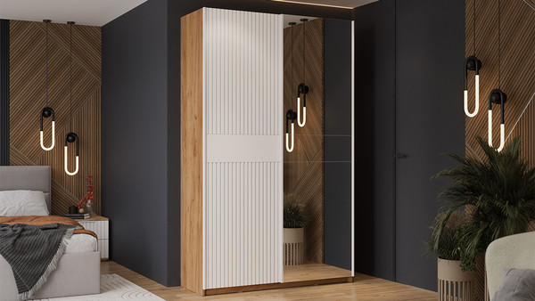 Изображение товара Шкаф-купе ТриЯ Оскар Хилтон Т2 1400 / 271062 (ручка белая/дуб крафт золотой/белый матовый)