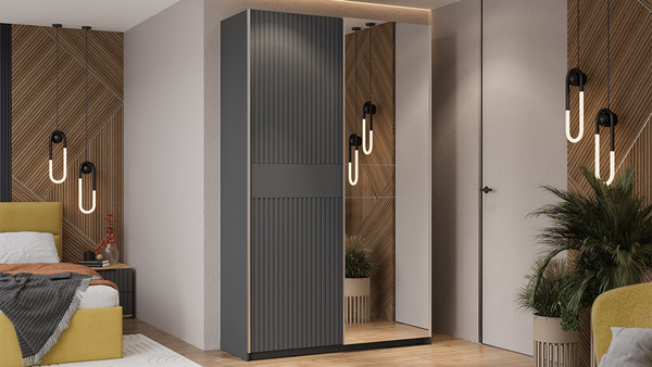 Изображение товара Шкаф-купе ТриЯ Оскар Хилтон Т2 1400 / 271070 (ручка серебро/серый графит/графит матовый)