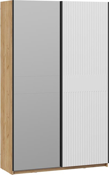 Изображение товара Шкаф-купе ТриЯ Оскар Хилтон Т2 1400 / 271072 (ручка черная/дуб крафт золотой/белый матовый)