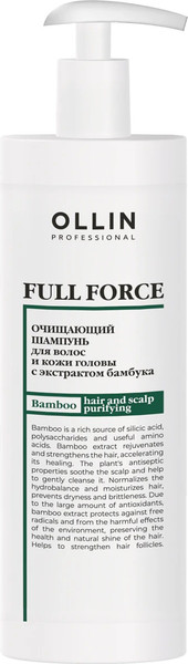 Изображение товара Шампунь для волос Ollin Professional Full Force Очищающий с экстрактом бамбука (400мл)
