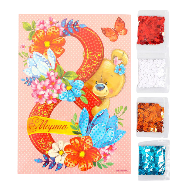 Изображение товара Набор для творчества Школа талантов Аппликация пайетками. С 8 марта / 2667431