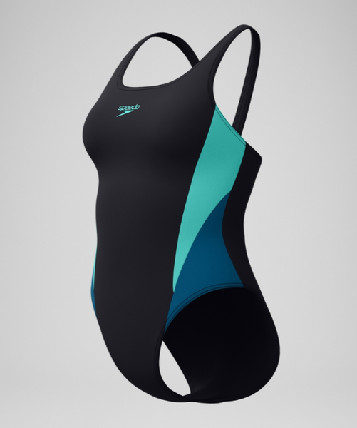 Изображение товара Купальник для плавания Speedo Colourblock 2.0 Muscleback 8-00424816243 (р.40, черный/бирюзовый/синий)