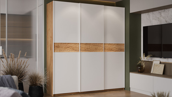 Изображение товара Шкаф-купе ТриЯ Оскар Скания Т2 2100 / 268736 (ручка белая/дуб крафт золотой/белый снег/дуб тортугга)