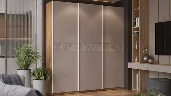 Изображение товара Шкаф-купе ТриЯ Оскар Скания Т2 2100 / 268738 (ручка белая/дуб крафт золотой/кашемир/кашемир сатин)