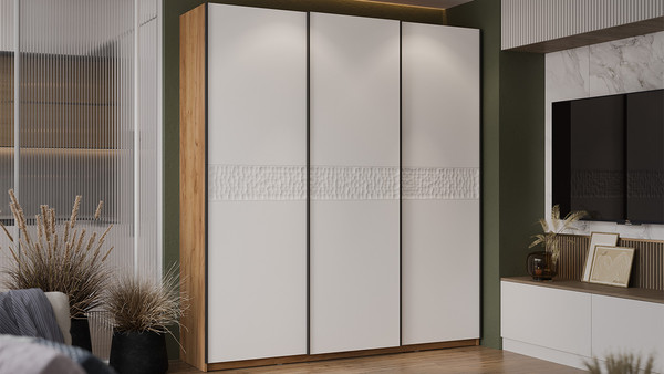 Изображение товара Шкаф-купе ТриЯ Оскар Скания Т2 2100 / 268755 (ручка черная/дуб крафт золотой/белый снег/белый матовый)