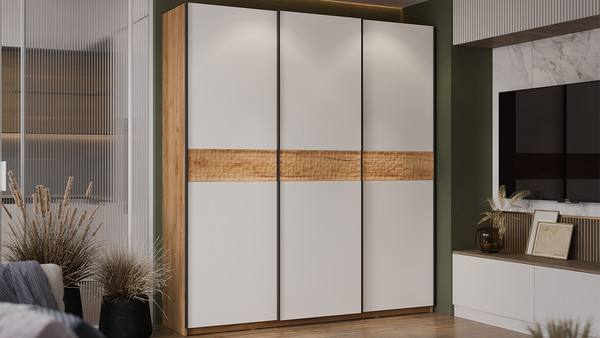 Изображение товара Шкаф-купе ТриЯ Оскар Скания Т2 2100 / 268756 (ручка черная/дуб крафт золотой/белый снег/дуб тортугга)