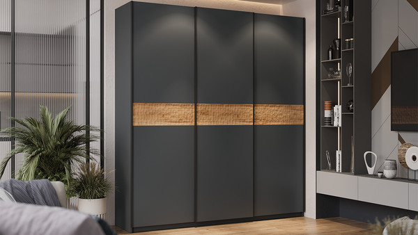 Изображение товара Шкаф-купе ТриЯ Оскар Скания Т2 2100 / 268764 (ручка черная/серый графит/серый графит/дуб тортугга)