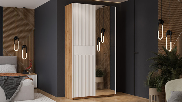 Изображение товара Шкаф-купе ТриЯ Оскар Хилтон Т2 1200 / 271028 (ручка белая/дуб крафт золотой/белый матовый)