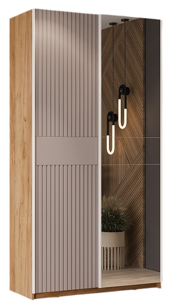 Изображение товара Шкаф-купе ТриЯ Оскар Хилтон Т2 1200 / 271029 (ручка белая/дуб крафт золотой/кашемир сатин)