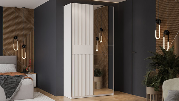 Изображение товара Шкаф-купе ТриЯ Оскар Хилтон Т2 1200 / 271031 (ручка серебро/белый снег/белый матовый)