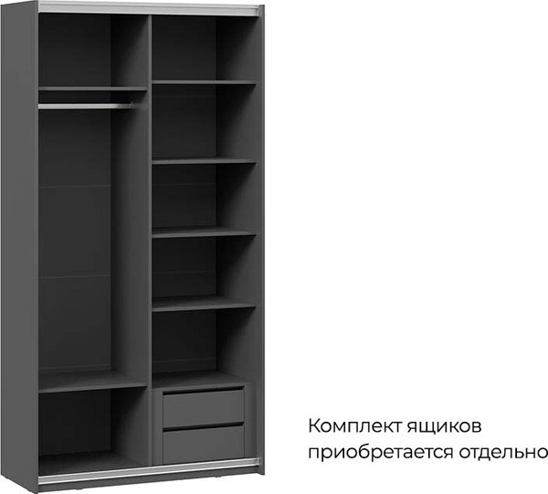 Изображение товара Шкаф-купе ТриЯ Оскар Хилтон Т2 1200 / 271036 (ручка серебро/серый графит/графит матовый)