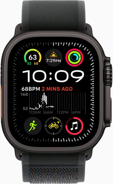 Изображение товара Умные часы Apple Watch Ultra 2 LTE 49mm / MX4U3 (черный титан/черный тканевый ремешок S/M)