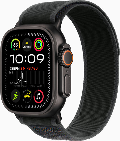 Изображение товара Умные часы Apple Watch Ultra 2 LTE 49mm / MX4U3 (черный титан/черный тканевый ремешок S/M)