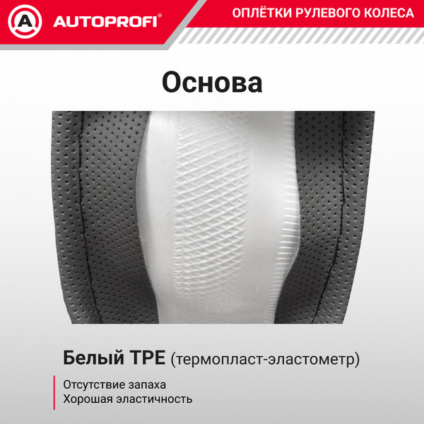 Изображение товара Оплетка на руль Autoprofi Classic F-200 BK/BK (M)