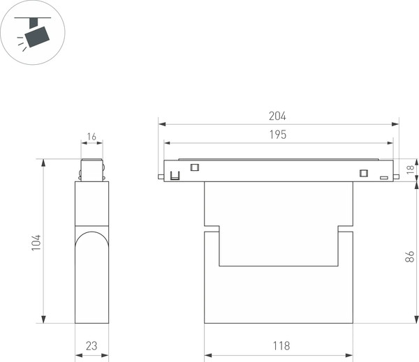Изображение товара Трековый светильник Arlight MAG-ORIENT-FLAT-FOLD-S195-6W Warm3000 WH 80deg / 035855