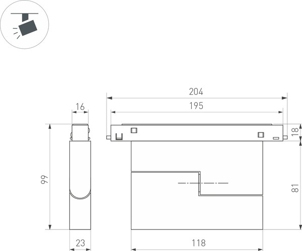 Изображение товара Трековый светильник Arlight MAG-ORIENT-FLAT-FOLD-S195-6W Warm3000 BK 80deg / 034660(1)