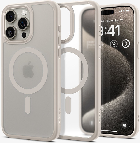 Изображение товара Чехол-накладка Spigen Ultra Hybrid Mag Magsafe для iPhone 15 Pro Max / ACS07210 (Frost Natural Titanium)