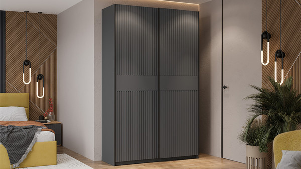 Изображение товара Шкаф-купе ТриЯ Оскар Хилтон Т2 1400 / 271060 (ручка черная/серый графит/графит матовый)