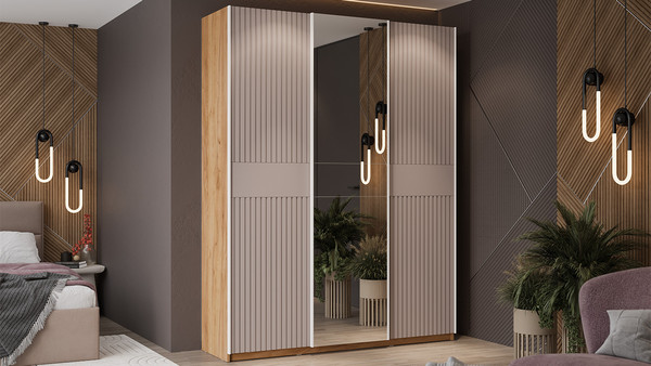 Изображение товара Шкаф-купе ТриЯ Оскар Хилтон Т2 1800 / 271097 (ручка белая/дуб крафт золотой/кашемир сатин)