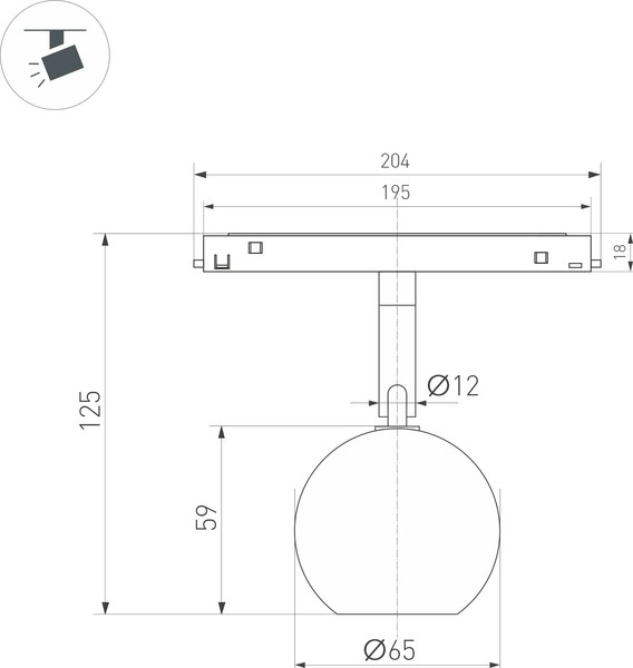 Изображение товара Трековый светильник Arlight MAG-ORIENT-ORB-R60-10W Warm3000 BK 35deg / 036808
