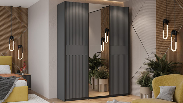 Изображение товара Шкаф-купе ТриЯ Оскар Хилтон Т2 1800 / 271110 (ручка черная/серый графит/графит матовый)