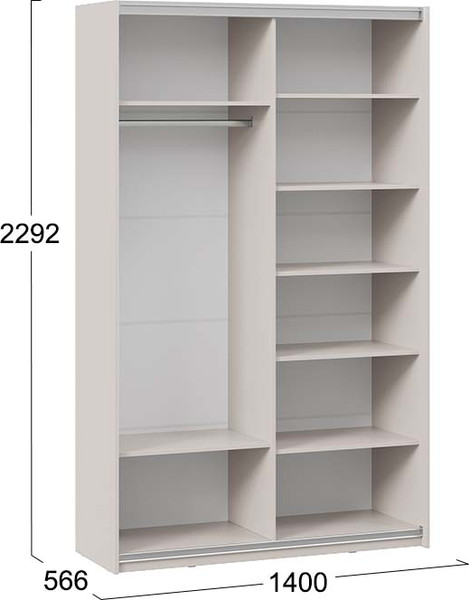 Изображение товара Шкаф-купе ТриЯ Оскар Хилтон Т2 1400 / 271075 (ручка черная/кашемир/кашемир сатин)