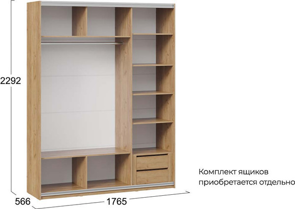 Изображение товара Шкаф-купе ТриЯ Оскар Хилтон Т2 1800 / 271091 (ручка черная/дуб крафт золотой/кашемир сатин)