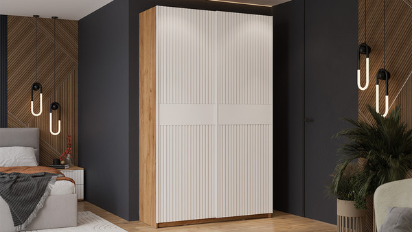 Изображение товара Шкаф-купе ТриЯ Оскар Хилтон Т2 1400 / 271046 (ручка белая/дуб крафт золотой/белый матовый)