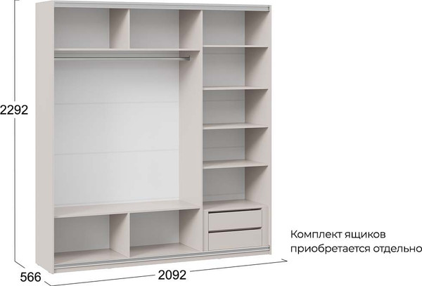 Изображение товара Шкаф-купе ТриЯ Оскар Хилтон Т2 2100 / 271126 (ручка черная/кашемир/кашемир сатин)
